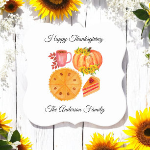 Thanksgiving Orange Pumpkin Spice Latted Paper Coaster