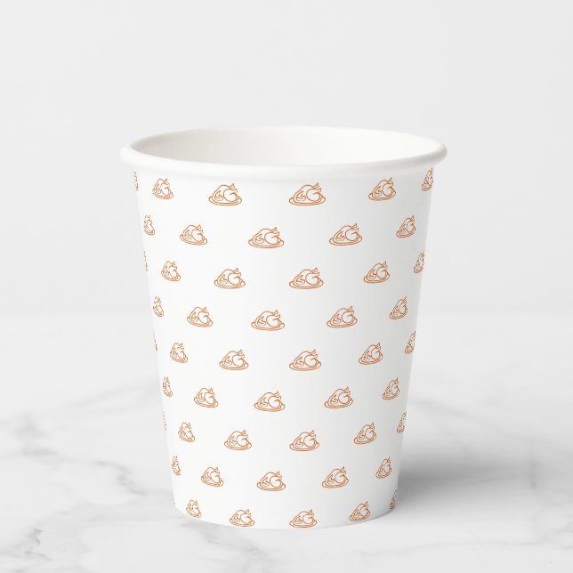 Thanksgiving orange turkey cute pattern funny  paper cups (Front)