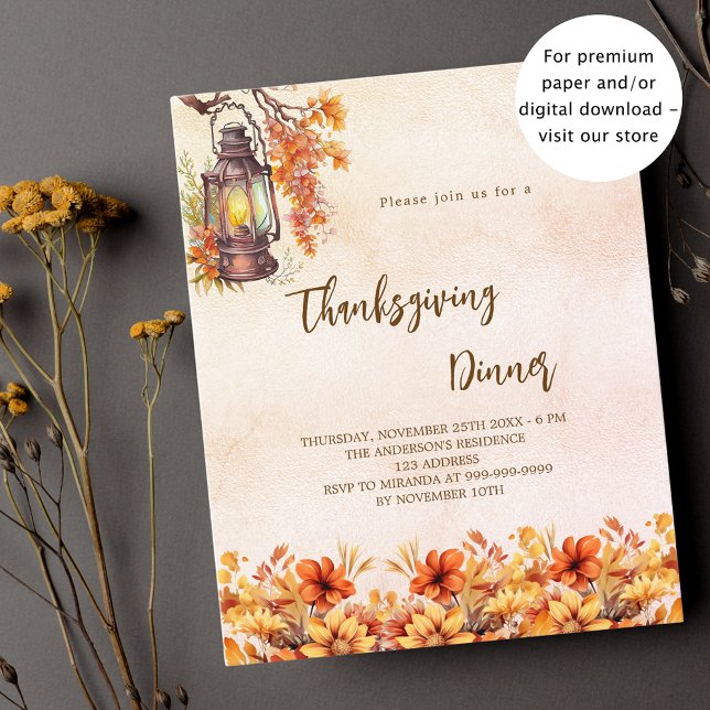 Thanksgiving organge flower budget invitation flyer (Creator Uploaded)
