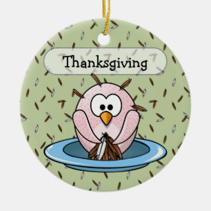 Thanksgiving owl ceramic tree decoration