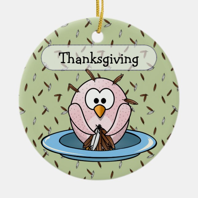 Thanksgiving owl ceramic tree decoration (Front)