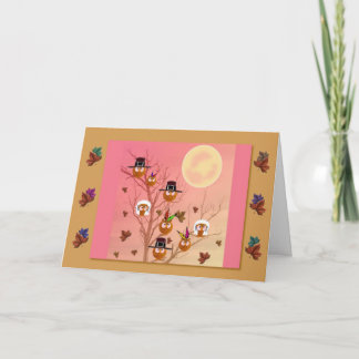 Thanksgiving Owls template card