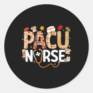 Thanksgiving Pacu Nurse Fall Autumn Leaves Stethos Classic Round Sticker