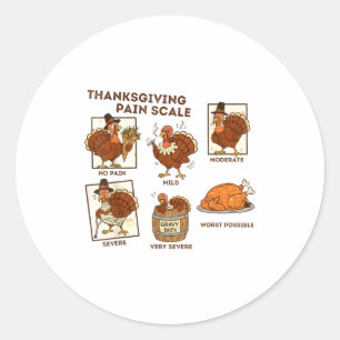 Thanksgiving Pain Scale Turkey Funny Nurse Medical Classic Round Sticker