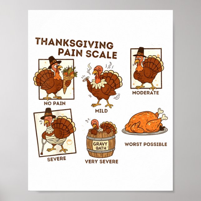 Thanksgiving Pain Scale Turkey Funny Nurse Medical Poster (Front)