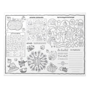 Thanksgiving Party Coloring Activity for Kids Notepad