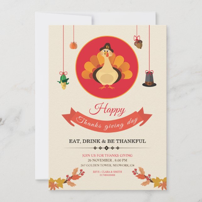 Thanksgiving Party Flyer Invitation (Front)