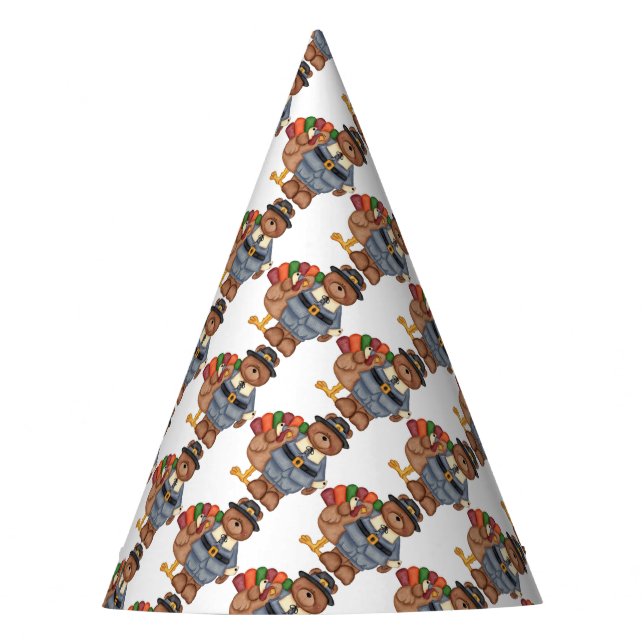 Thanksgiving Party Hat/Pilgrim Bear and Turkey Hat (Front)