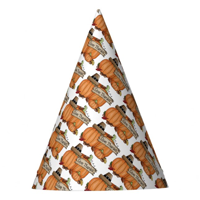 Thanksgiving Party Hat/Pumpkins; Give Thanks Hat (Front)