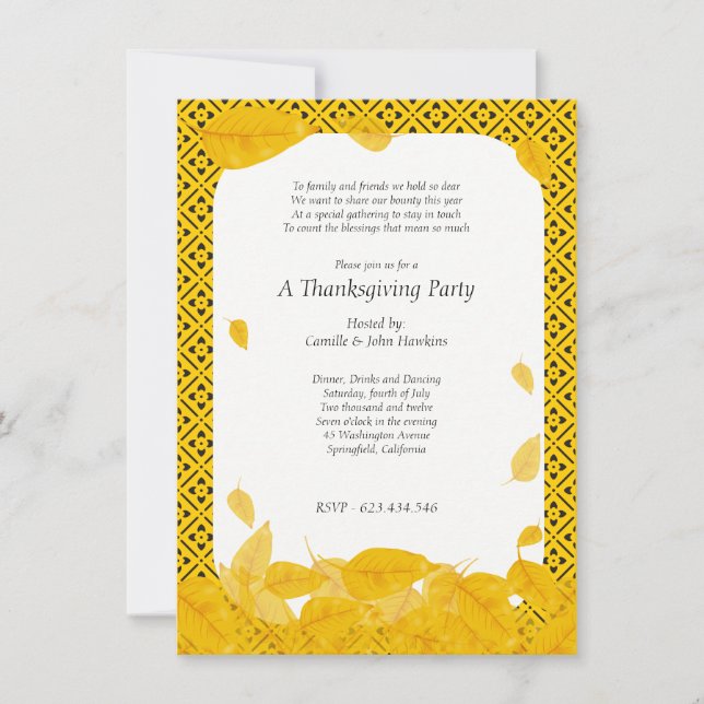 Thanksgiving Party Invitation (Front)