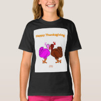 Thanksgiving Passion Girls Black Basic T Shirt