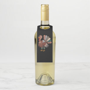 Thanksgiving Patchwork Quilted Turkey Fall Bottle Tag