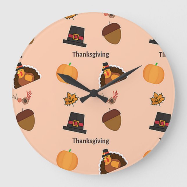 Thanksgiving pattern on pink large clock (Front)