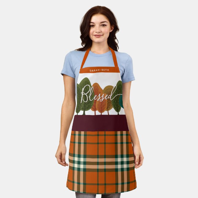 Thanksgiving Personalised Autumn Forest Apron (Worn)