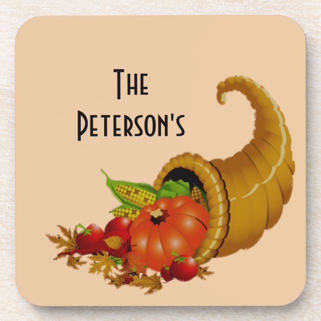Thanksgiving Personalised Square Coasters (Front)