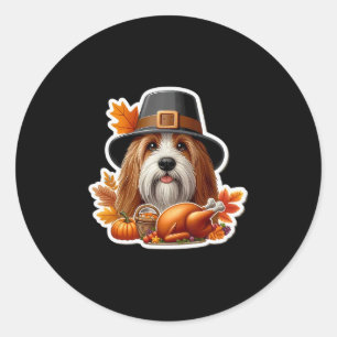 Thanksgiving Petit Bet Griffon Vendéen Dog Owner M Classic Round Sticker