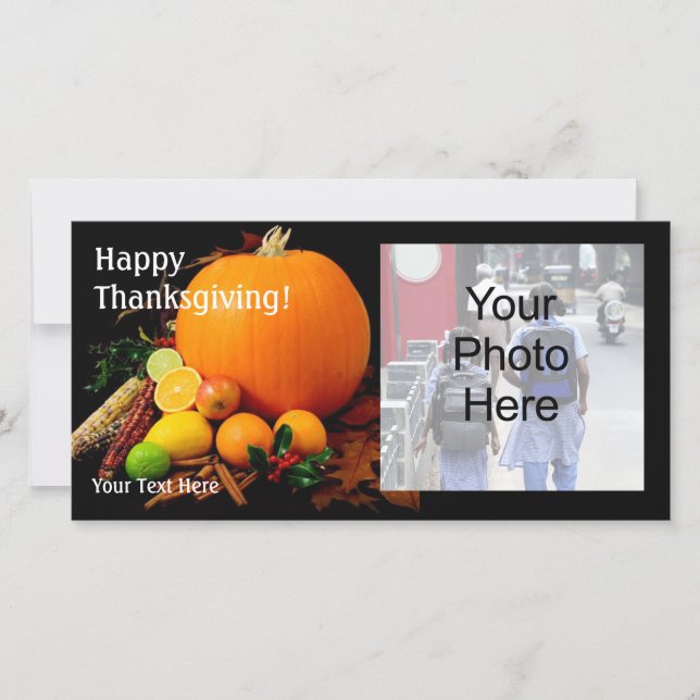 Thanksgiving Photo Card, Custom Greeting Cards (Front)