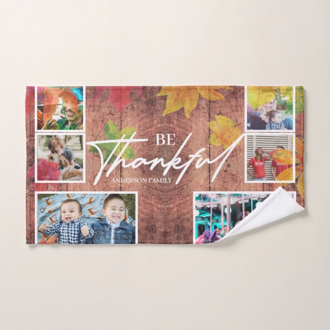 Thanksgiving Photo Collage rustic Hand Towel (Hand Towel)