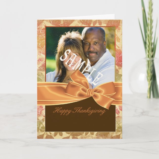Thanksgiving photo greeting card with fall colours (Front)