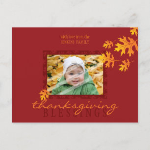 THANKSGIVING PHOTO POSTCARD :: mache leaves 1L