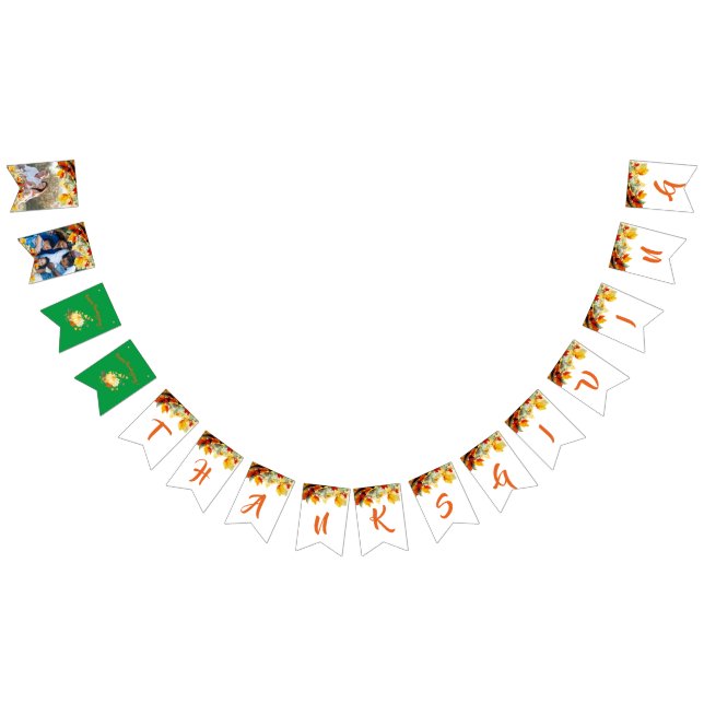 Thanksgiving photo text watercolor leaves bunting  (All)