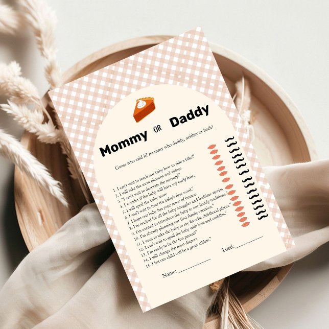 Thanksgiving pie baby trait baby shower game Card (Creator Uploaded)