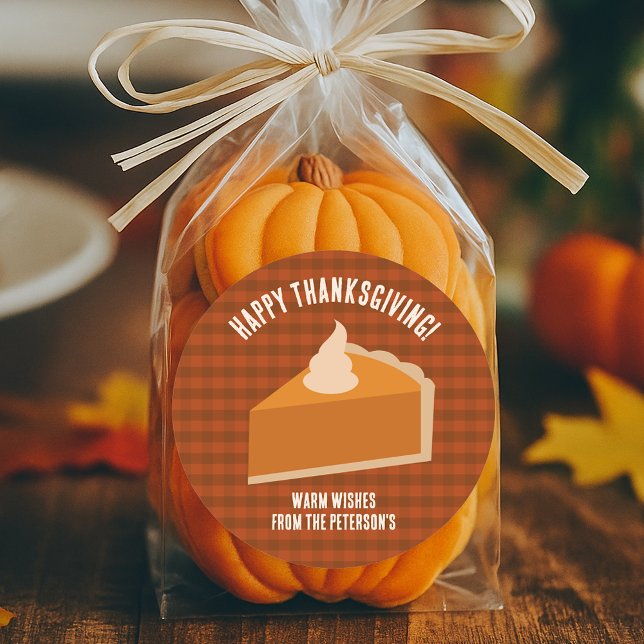 Thanksgiving Pie Dinner Party Classic Round Sticker (Thanksgiving Stickers to use on Favor gifts!)