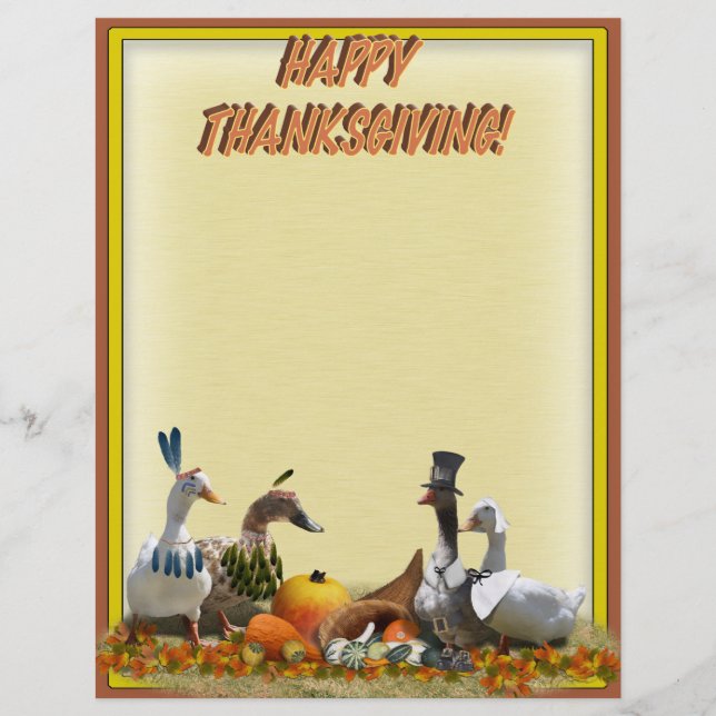 Thanksgiving Pilgrim and Indian Ducks Flyer (Front)