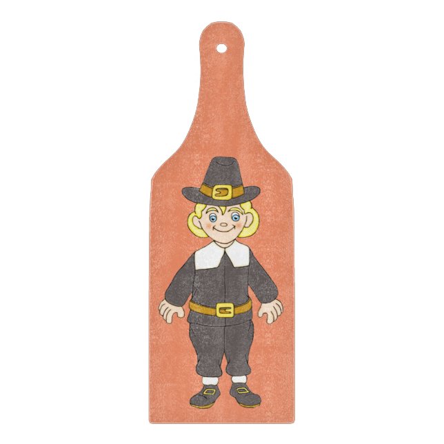 Thanksgiving Pilgrim Boy Cutting Board (Front)