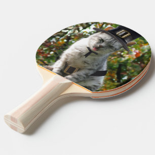 Thanksgiving Pilgrim Cat Ping Pong Paddle