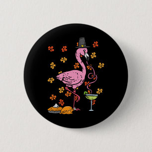 Thanksgiving Pilgrim Flamingo Fall Autumn Men Wome 6 Cm Round Badge