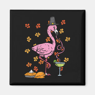 Thanksgiving Pilgrim Flamingo Fall Autumn Men Wome Magnet