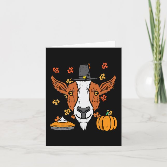 Thanksgiving Pilgrim Goat Funny Fall Autumn Men Wo Card (Front)