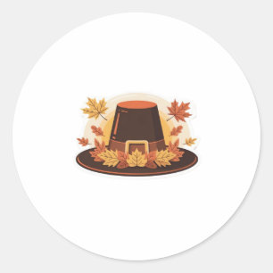 Thanksgiving Pilgrim Hat – Autumn Harvest Design C Classic Round Sticker