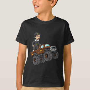 Thanksgiving Pilgrim Riding Monster Truck Toddlers T-Shirt