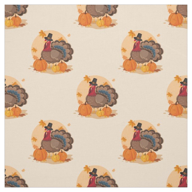 thanksgiving pilgrim turkey fabric (Swatch)