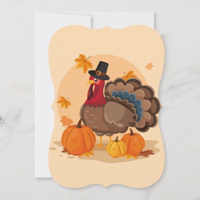 thanksgiving pilgrim turkey invitation (Front)
