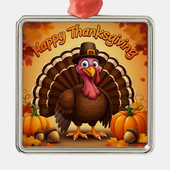 Thanksgiving Pilgrim Turkey Ornament (Front)