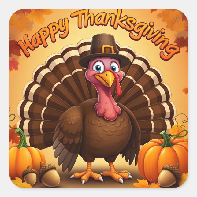 Thanksgiving Pilgrim Turkey Stickers (Front)