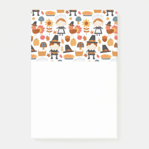 Thanksgiving Pilgrims Harvest Pattern Post-it Notes