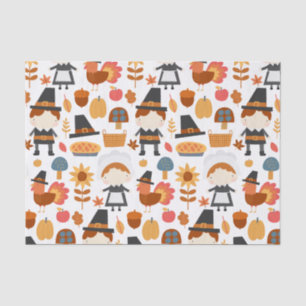 Thanksgiving Pilgrims Harvest Pattern Tissue Paper