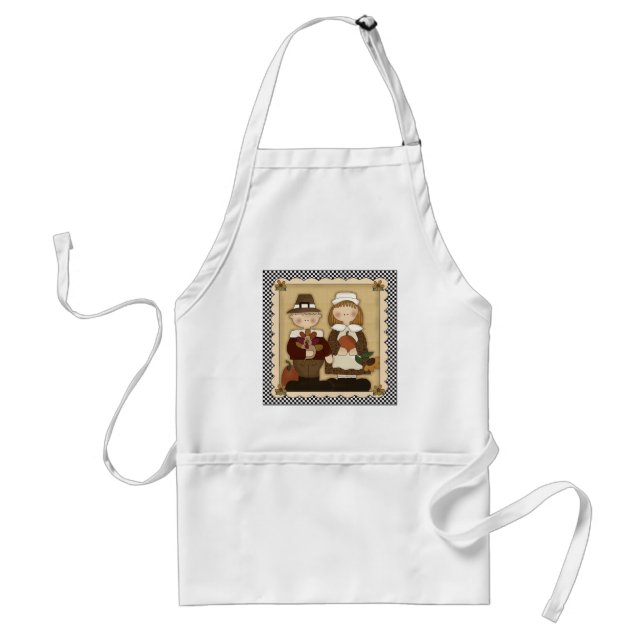 Thanksgiving Pilgrims Holiday Apron (Front)