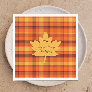 Thanksgiving Plaid Maple Napkin