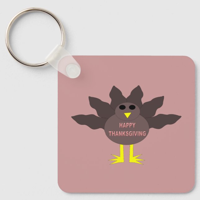Thanksgiving Plucked Turkey Custom Key Ring (Front)