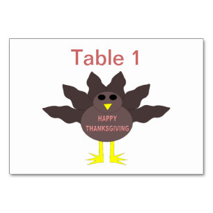Thanksgiving Plucked Turkey Customisable Tablecard Table Number