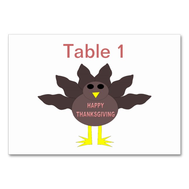 Thanksgiving Plucked Turkey Customisable Tablecard Table Number (Front)