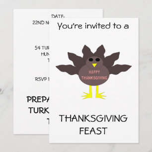Thanksgiving Plucked Turkey Feast Custom Invitation