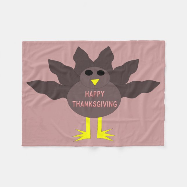Thanksgiving Plucked Turkey Fleece Blanket (Front (Horizontal))