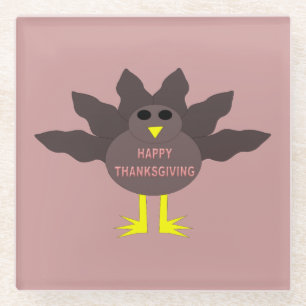 Thanksgiving Plucked Turkey Glass Coaster