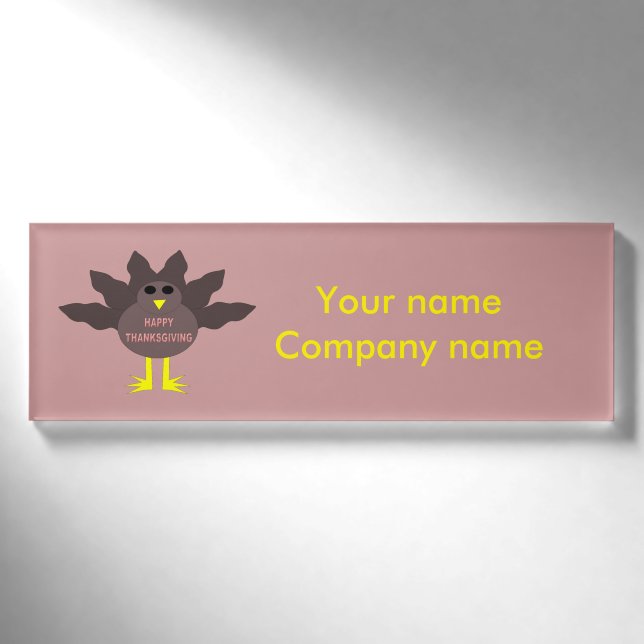 Thanksgiving Plucked Turkey Personalised Name Tag (Front)